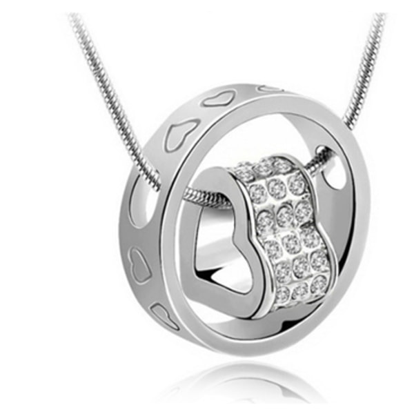 Halsband med ring med hjärta inuti, silverfärgad Silver