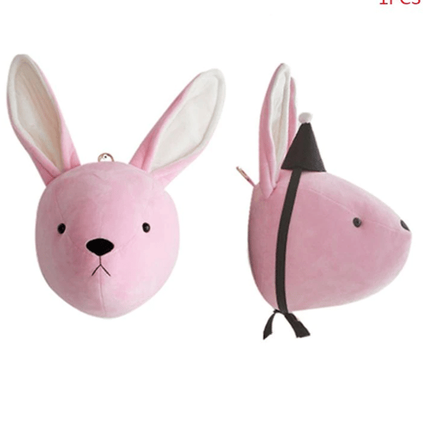 Vägghängd kanin i tyg Rosa