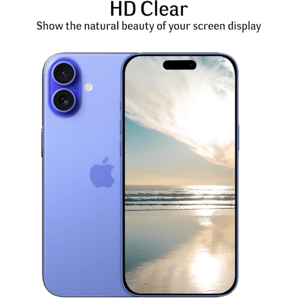 iPhone 16 Tempered Glass Näyttösuoja Premium 1-pakkaus läpinäkyvä