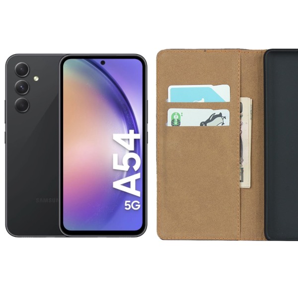 Samsung Galaxy A54 pung etui mobilcover - VÆLG: Brun