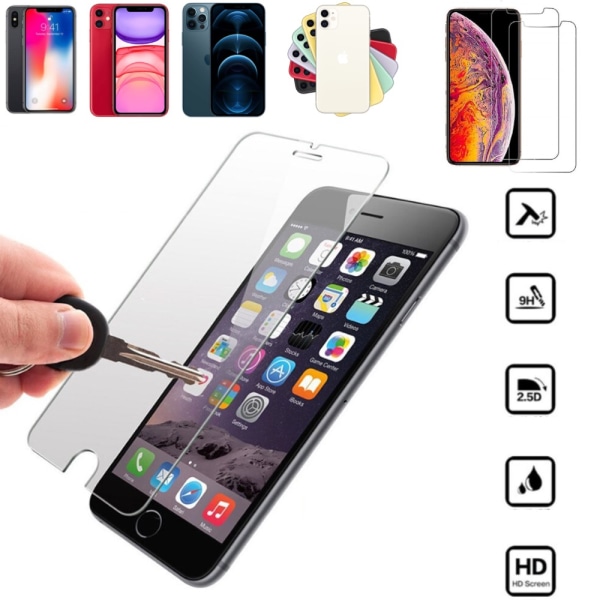 2 kpl Iphone 12/11/xr/x/xs/8/7/6 pro/max/mini/shell näytönsuoja - läpinäkyvä Iphone 11 skärmskydd