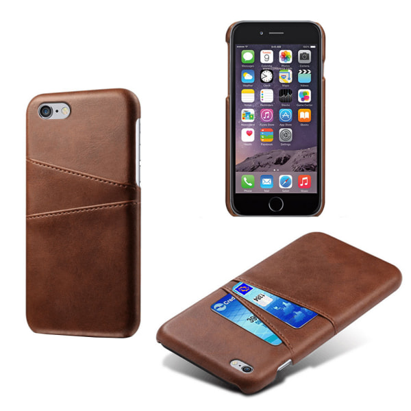 Iphone 7/8 beskyttelsescover læder til kort visa mastercard - Mørkebrun iPhone 7/8