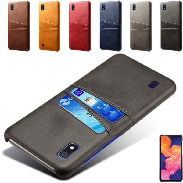 Samsung A10 cover etui beskyttelse læder kort visum mastercard amex - Lysebrun / beige A10