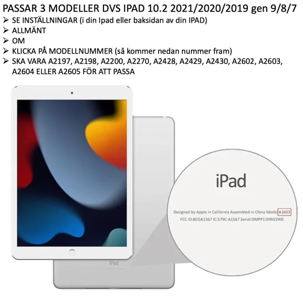 Skærmbeskytter iPad 10.2 2021/2020/2019 gen 9/8/7 hærdet glas 0,3 mm gennemsigtig  