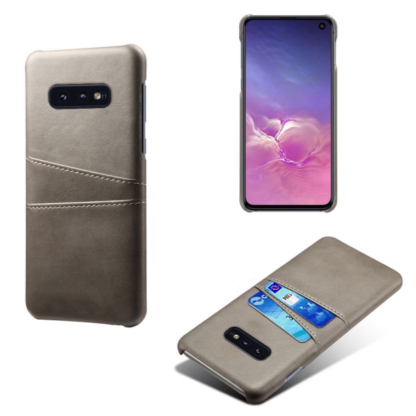 Samsung S10E skydd skal fodral skinn kort visa amex mastercard - Ljusbrun / beige Samsung Galaxy S10E