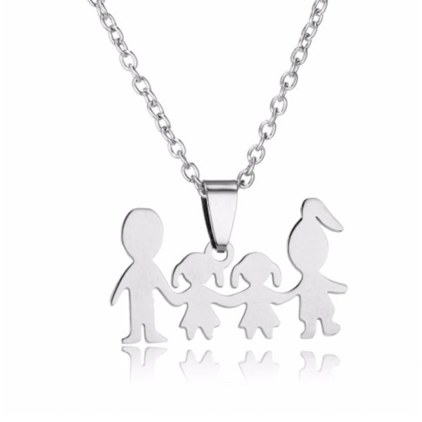 Halsband med berlock figurer familj smycke silver