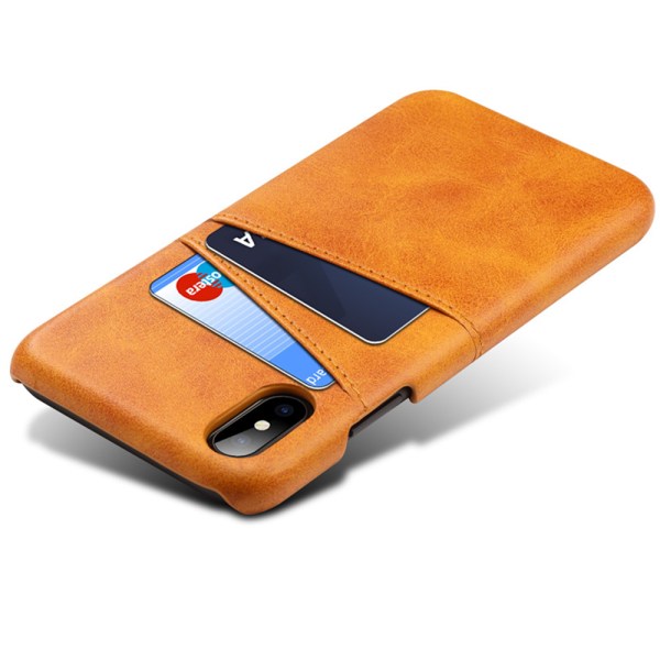 Iphone X/XS skydd skal fodral skinn läder kort visa mastercard - Ljusbrun / beige iPhone x/xs