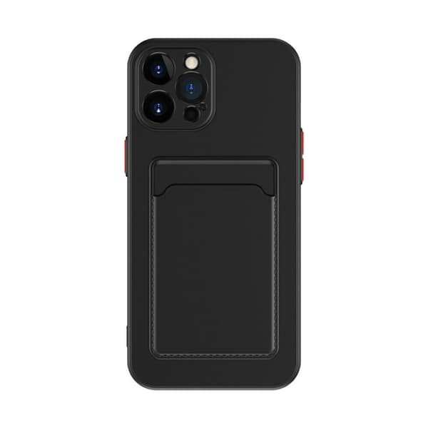 Sort kortholder etui til iPhone 15 Pro/ProMax/Plus - Black IPHONE 15 PLUS