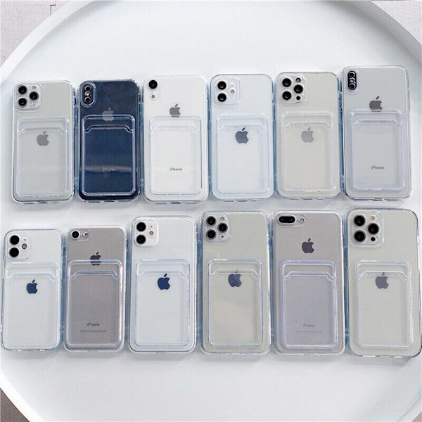 Iphone 16/15/14/13/12/11/SE/X/XS/8/7 skal mobilskal kort slot - Transparent IPHONE 14 PRO MAX