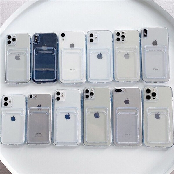 Iphone 16/15/14/13/12/11/SE/X/XS/8/7 skal mobilskal kort slot - Transparent IPHONE 16e