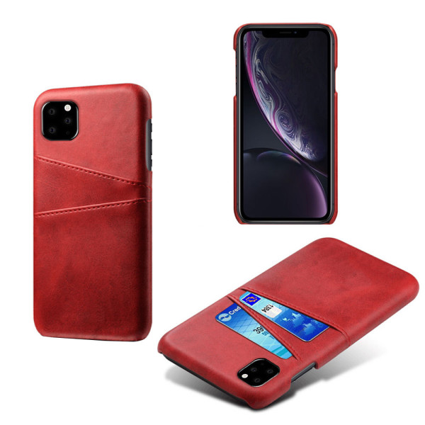 Iphone 11 Pro Max skydd skal fodral skinn läder kort visa amex - Mörkbrun iPhone 11 Pro Max