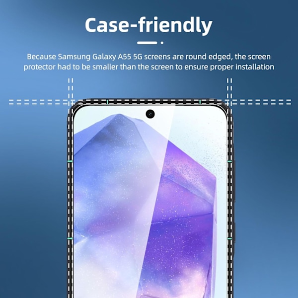 3-pakkia Samsung Galaxy A55 Tempered Glass -näytönsuojia Premium läpinäkyvä