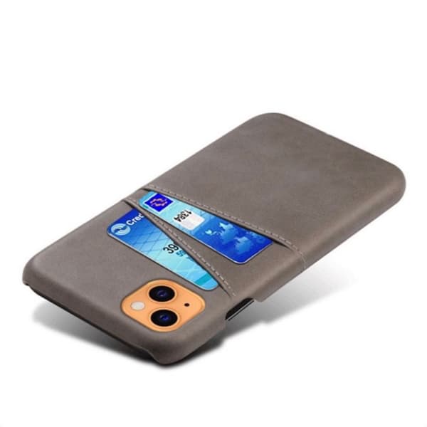 Kortholder til iPhone 14 - Etui med plads til kort og oplader Dark brown iPhone 14