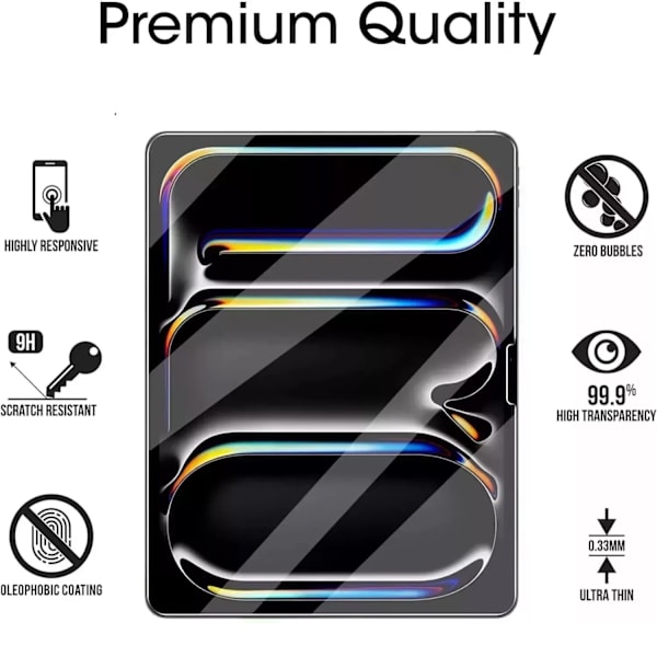 iPad Pro 11 tum M4 2024 skärmskydd härdat glas 9H transparent  