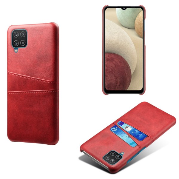 Samsung Galaxy A42 etui cover beskyttelse læder kort vis amex - Rød A42