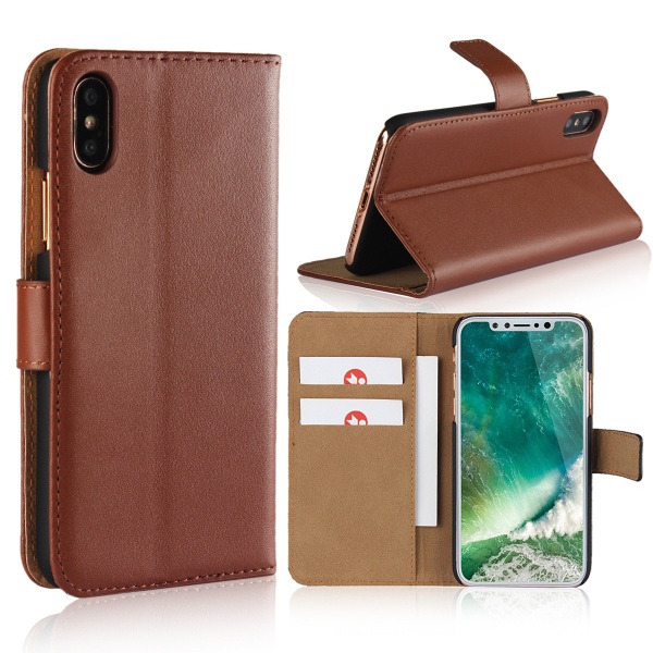 Iphone x/xs/xr/xsmax plånbok skal fodral - Brun Iphone XR