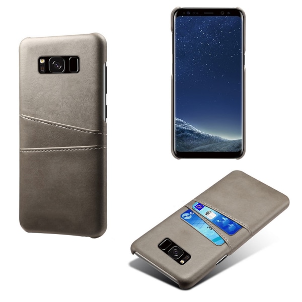 Samsung S8 beskyttelsesskal etui læderkort visa amex mastercard: Grå Samsung Galaxy S8