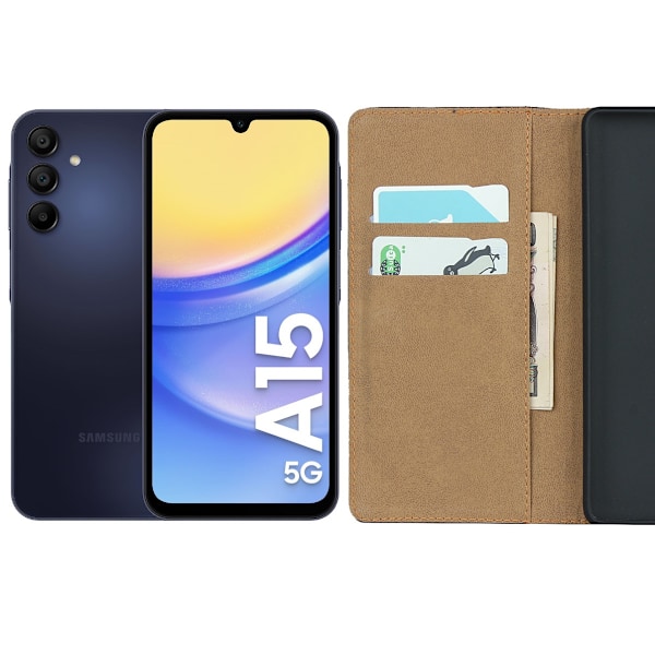 Samsung Galaxy A15 pungetui pung etui cover sort - Sort SAMSUNG A15 5G / 4G