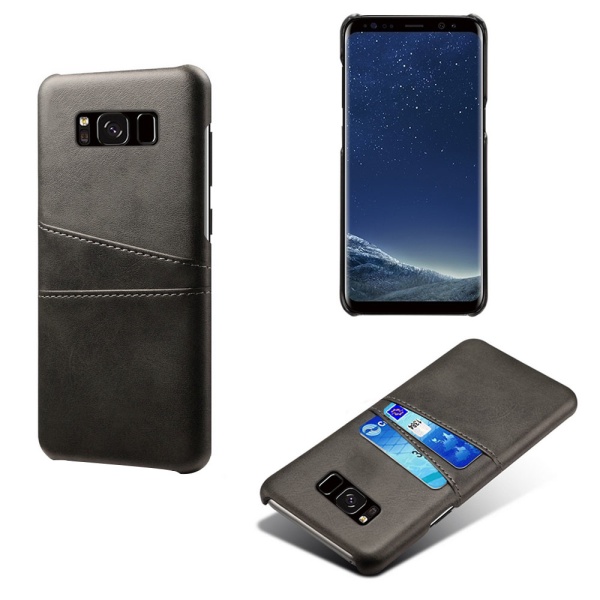Samsung S8 suojakuori, nahkakortti Visa Amex Mastercard: Musta Samsung Galaxy S8