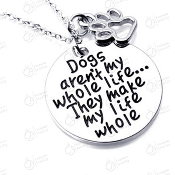 Kaulakoru, jossa on charmia tekstillä "Koirat eivät ole koko elämäni...He ma hopea