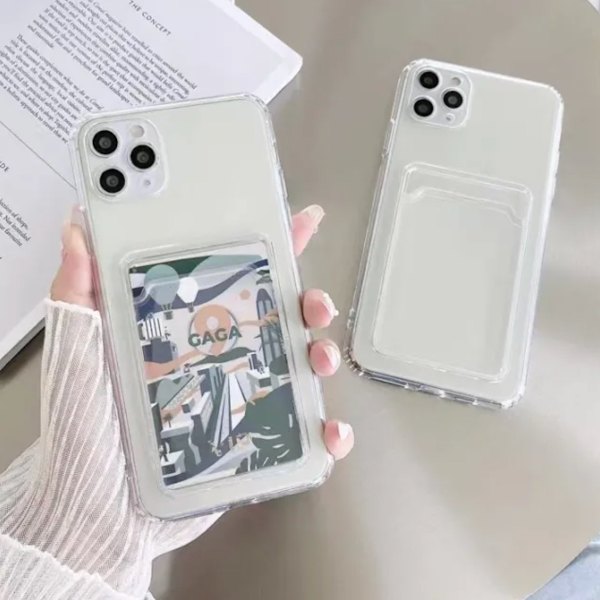 Iphone 16/15/14/13/12/11/SE/X/XS/8/7 skal mobilskal kort slot - Transparent IPHONE 12 MINI