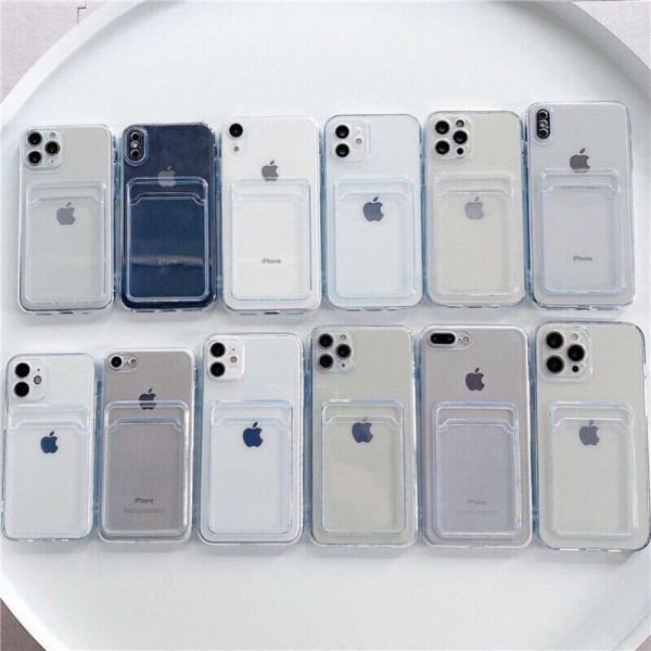 Iphone 14/13/12/11/XS/XR/SE/8/7/6 shell kortholder etui - Transparent Iphone 14 Pro