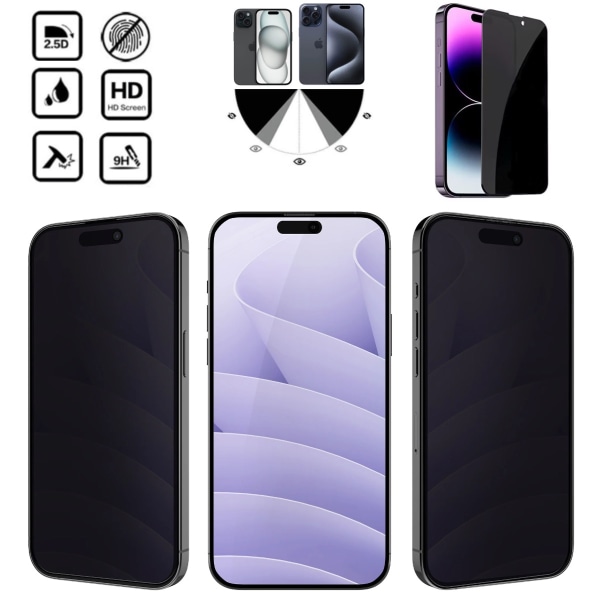 Iphone 15 Pro/ProMax/Plus/skal skærmbeskyttelse privacy - ANTISPY IPHONE 15 PRO MAX