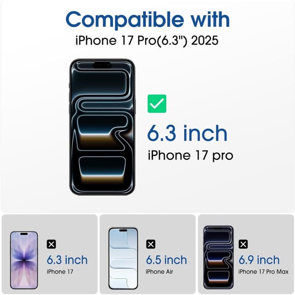 2 kpl Iphone 17 Pro näytönsuoja karkaistu lasi premium Transparent