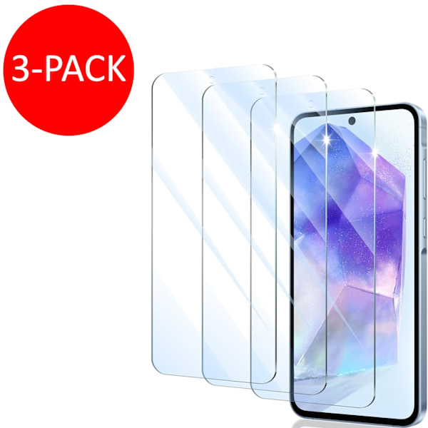 3-pakkia Samsung Galaxy A55 Tempered Glass -näytönsuojia Premium läpinäkyvä