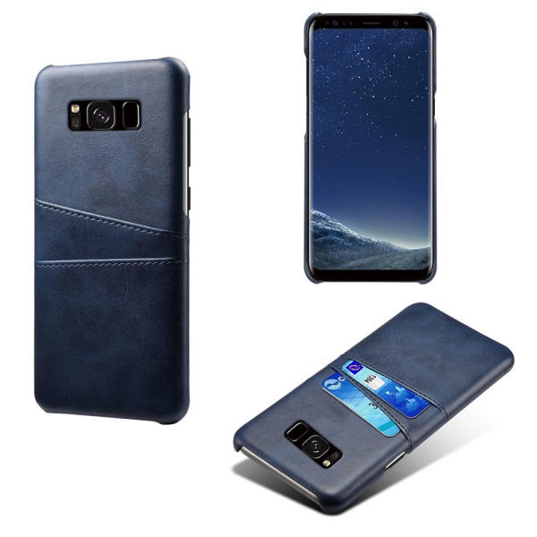 Samsung S8 + beskyttelsescover etui læderkort visa amex mastercard - Blå Samsung Galaxy S8+