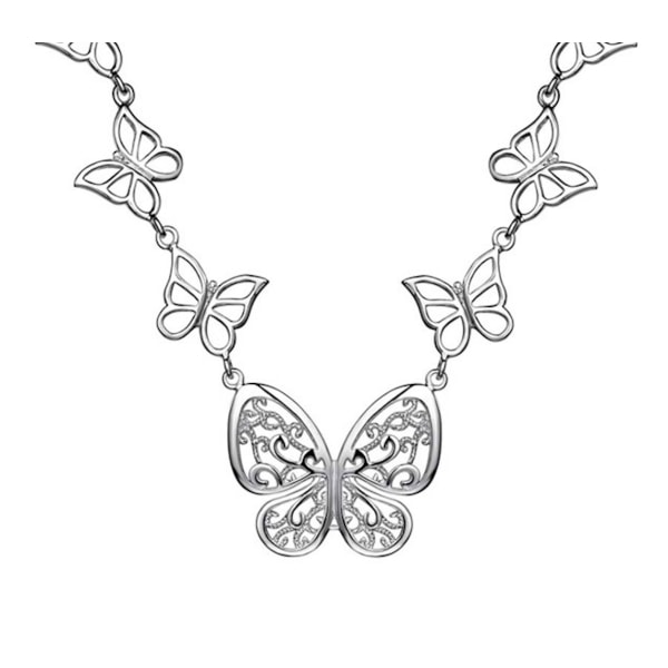 Silverfärgat halsband med fjärilar smycke accessoar Silver