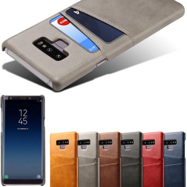 Samsung Note9 skal fodral skydd skinn kort visa mastercard - Ljusbrun / beige Note9