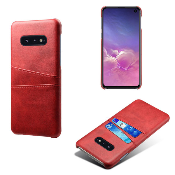 Samsung S10E skydd skal fodral skinn kort visa amex mastercard - Röd Samsung Galaxy S10E