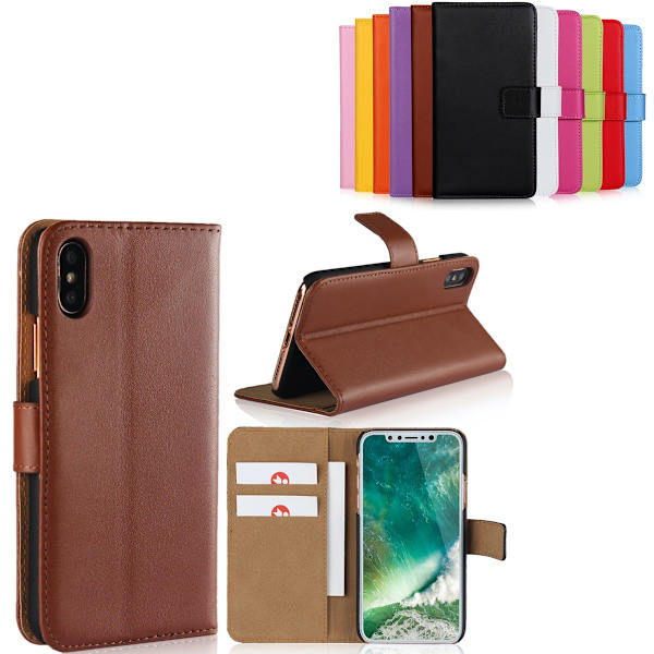 iPhone X/XS lompakkokotelo lompakko kotelo kuori suoja kortti ruskea - Ruskea iPhone X/XS