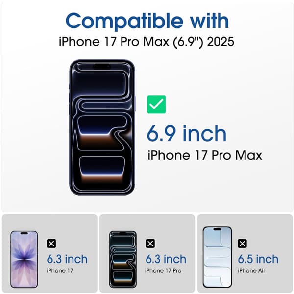 Iphone 17 Pro Max skärmskydd härdat glas premium 1-pack Transparent