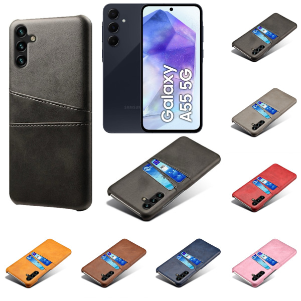 Kortholder Samsung Galaxy A55 skal mobilcover oplader høretelefoner - Sort Samsung A55