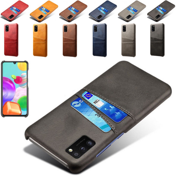 Samsung Galaxy A41 etui cover beskyttelse læder kort vis amex - Sort A41