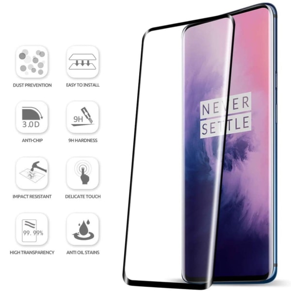 OnePlus 7 PRO skærmbeskytter 9H passer cover etui høretelefoner - Transparent OnePlus 7 Pro