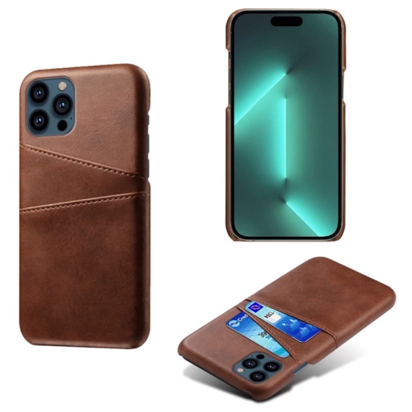 Kortholder til iPhone 14 Pro Max - Etui med plads til kort og opladerudskæring Dark brown iPhone 14 Pro Max