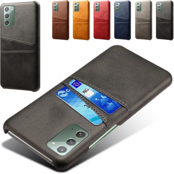 Samsung Note20 skal fodral skydd skinn kort visa mastercard - Ljusbrun / beige Note20