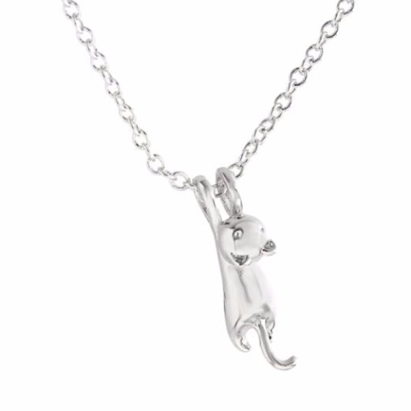 Halsband med hänge katt silverfärgad smycke silver