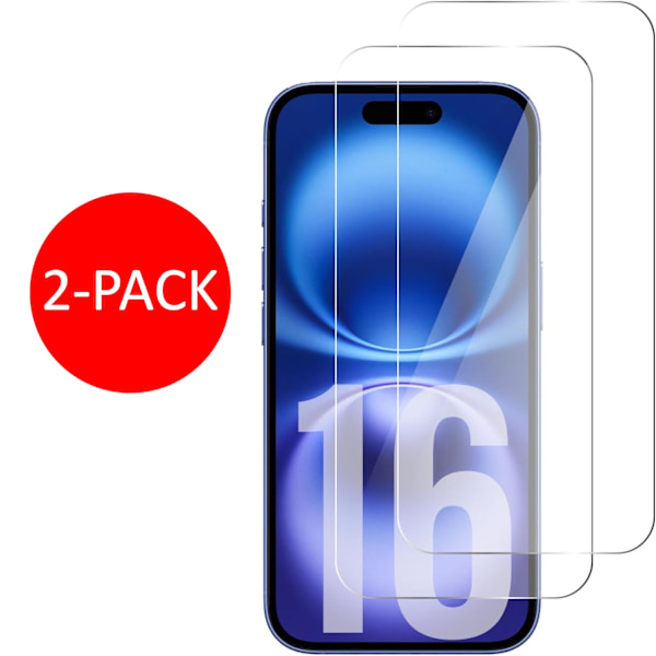2-pakkia iPhone 16:lle Tempered Glass -näytönsuojia Premium läpinäkyvä