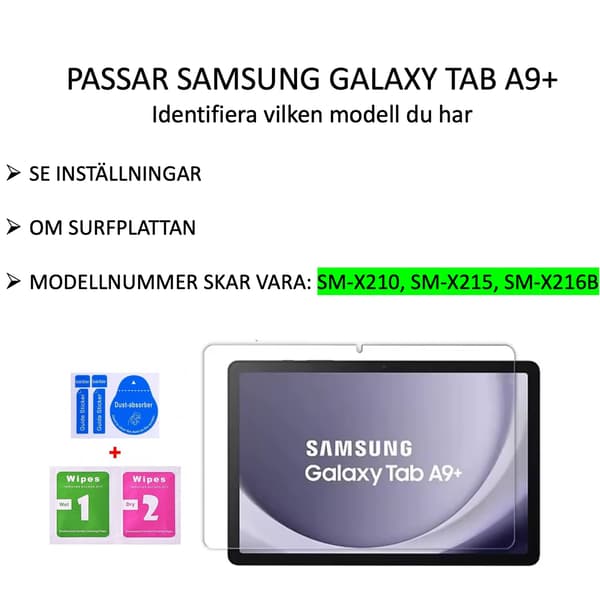 Samsung Galaxy Tab A9+ Plus skærmbeskytter hærdet glas 9H