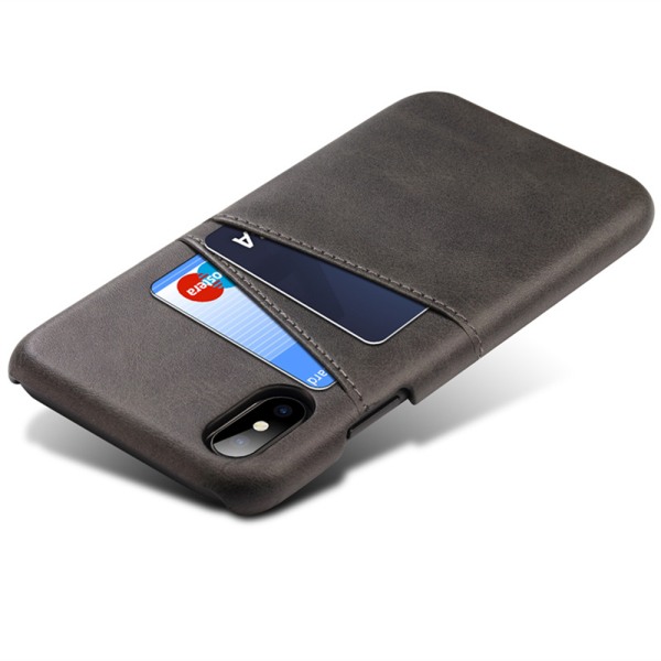 Iphone X / XS beskyttelsescover etui læder læderkort visa mastercard - Sort  iPhone X/XS