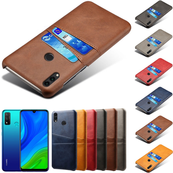 Huawei P smart 2020 cover etui beskyttelse læder kort vis - Sort P smart 2020