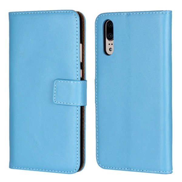 Huawei P20/P20Pro/P20lite plånbok skal fodral kort fack blå - Ljusblå P20