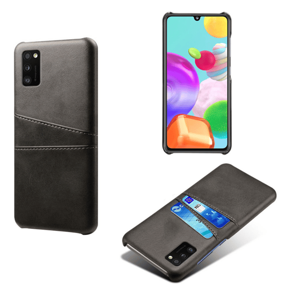 Samsung Galaxy A41 etui cover beskyttelse læder kort vis amex - Sort A41