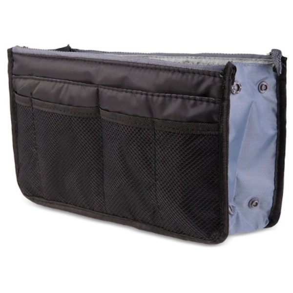 Innerväska, bag in bag, svart/ grå och smidig väska förvaring svart/ grå