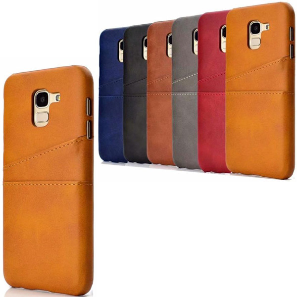 Samsung J6 cover etui beskyttelse læder kort visa mastercard - Sort J6