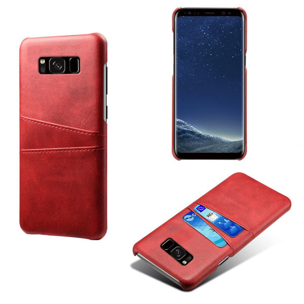 Samsung S8 beskyttelsesskal etui læderkort visa amex mastercard: Rød Samsung Galaxy S8